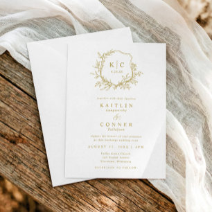 Convite Logotipo de Casamento Formal Clássico Elegant Cres