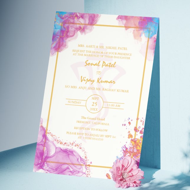 Convite Logotipo de Ganesha do Casamento Hindu Moderno da  (Criador carregado)