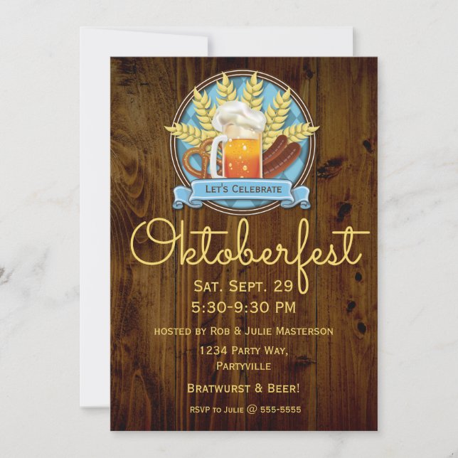Convite Logotipo de salsicha de cerveja Oktoberfest Pretze (Frente)
