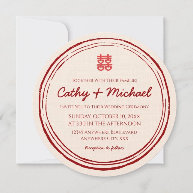 Convite Logótipo do selo de felicidade dupla do casamento  (Verso)