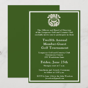 Convite Logotipo do Torneio Corporativo do Clube de Golfe 