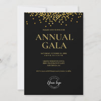 Logotipo Dourado de confete preto Gala Corporate E