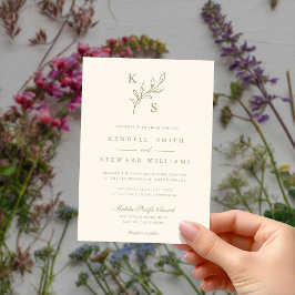 Convite Logotipo Floral de Casamento Elegante Greenery Mon