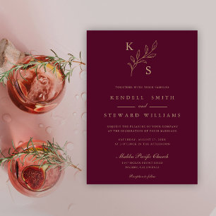 Convite Logotipo Floral de Casamento Elegante Greenery Mon