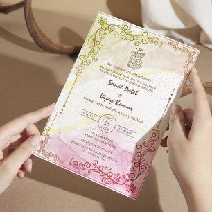 Convite Logotipo Ganesha de Casamento Hindu Indiano Modern