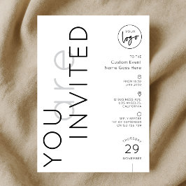 Convite Logotipo Minimalista Jantar de Gala Simples Evento