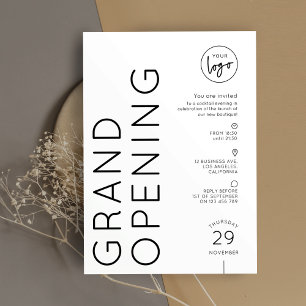 Convite Logotipo Moderno de Negócios Inauguração Grandioso