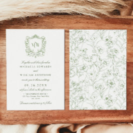 Convite Logotipo Monograma Vintage Crest Casamento Botânic