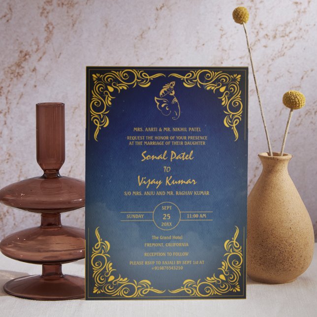 Convite Logotipo Personalizado De Foto Ganesha Do Casament (Criador carregado)