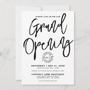 Convite Logotipo Preto e Branco Abertura Grande Negócios