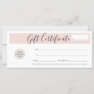 Convite logotipo rosa elegante do voucher comercial MODERN