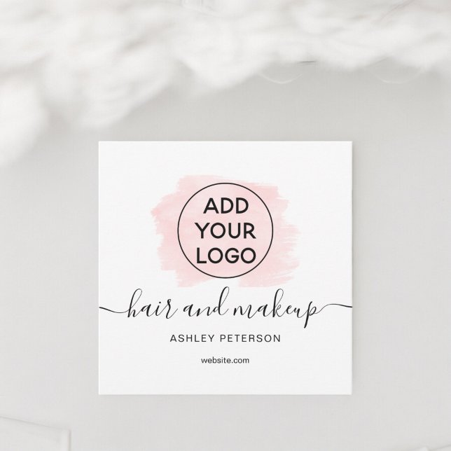 Convite Logotipo rosa pincelada tipografia cabelo maquiage (Logo pink brushstroke typography hair makeup invitation)