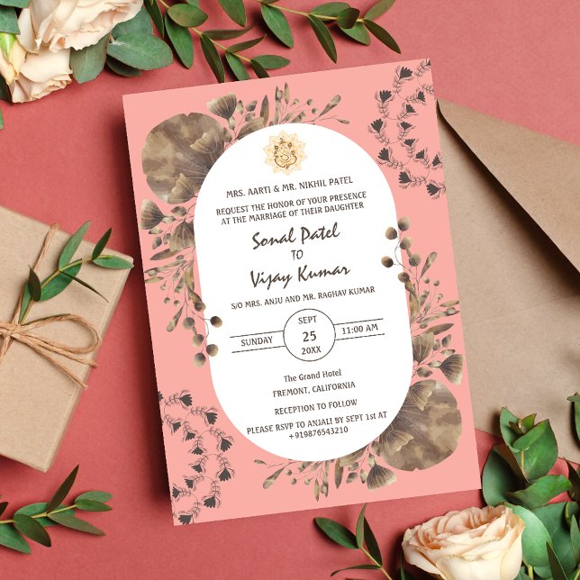 Convite Logotipo Russo Hindu Wedding Ganesha Indiano (Criador carregado)