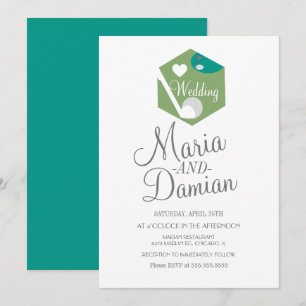 Convite Logotipo Simples de Casamento de Golfe
