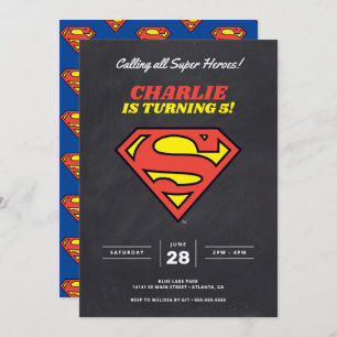 Convite Logotipo Superman   Aniversário do Super Hero Chal