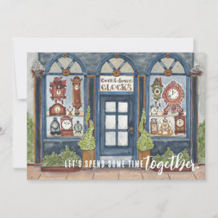 Convite Loja de Relógios Antigos Festa de Ano Novo