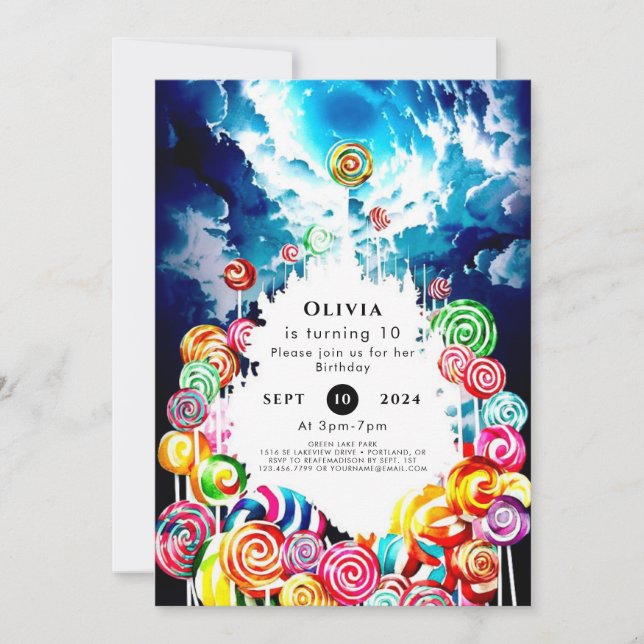 Convite Lollipop Boho Candyland Birthday (Frente)