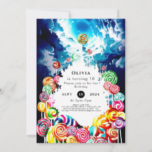 Convite Lollipop Boho Candyland Birthday