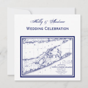 Convite Long Island The Hamptons Map SQ Wedding