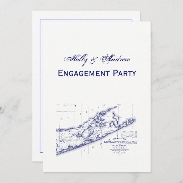 Convite Long Island The Hamptons Map VC (Frente/Verso)