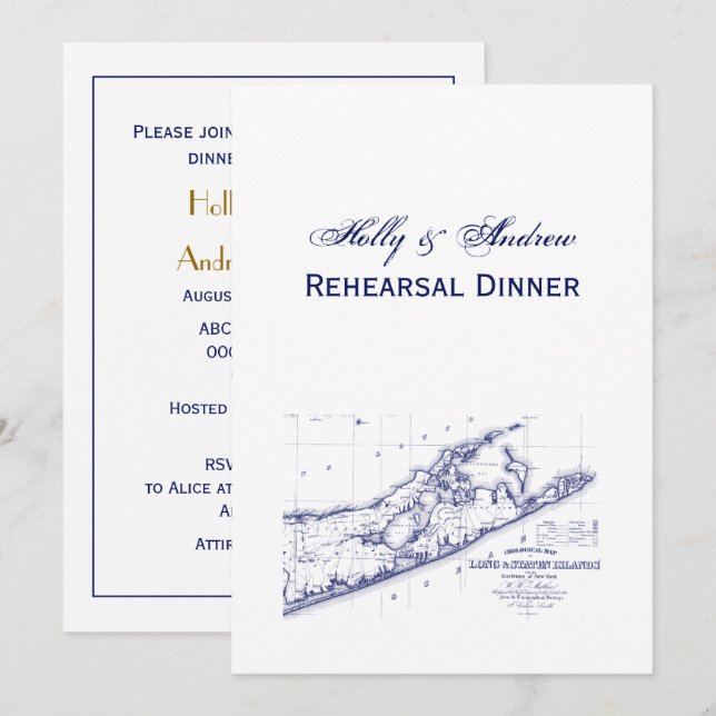 Convite Long Island The Hamptons Map VC (Frente/Verso)