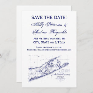 Convite Long Island The Hamptons Map VC Wedding
