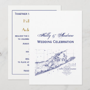Convite Long Island The Hamptons Map VC Wedding