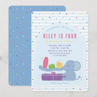 Convite Long-Nosed Elephant & Gifts Birthday Invitation