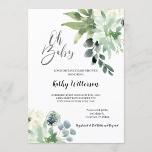 Convite Longa Distância Verde oh Chá de fraldas