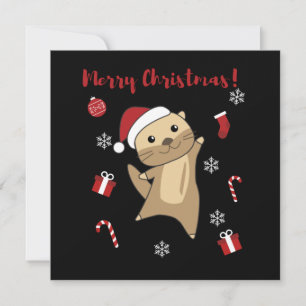 Convite Lontra Natal Neve Animais de Inverno Lontra