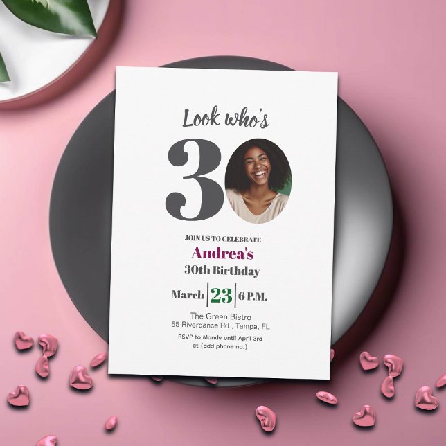 Convite Look who's 30! Birthday Party Photo (Criador carregado)