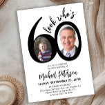 Convite Look who's 60 modern photo 60th birthday party<br><div class="desc">Trendy bold typography Look Who's sixty funny 60th birthday party invitation with 2 photos and modern script. Easy to personalize with your details and pictures.</div>
