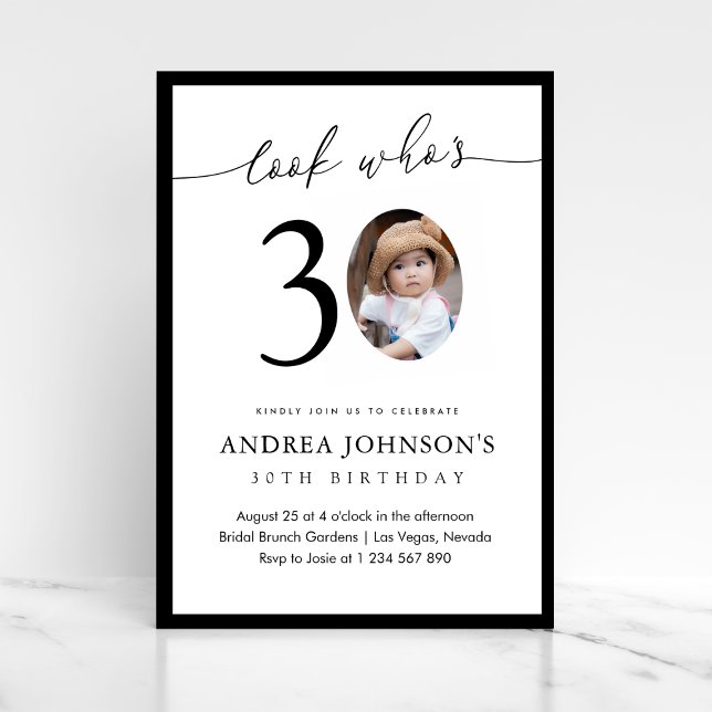 Convite Look Who's Thirty 30th Birthday Childhood Photo (Criador carregado)