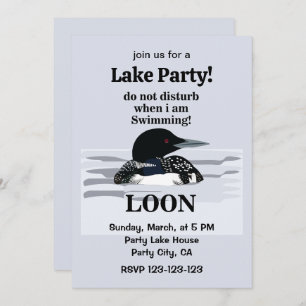 Convite Loon Common Bird Party No Lago