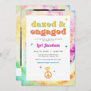 Convite LORI Tie Dazed Engaged 70s Chá de panela retrô