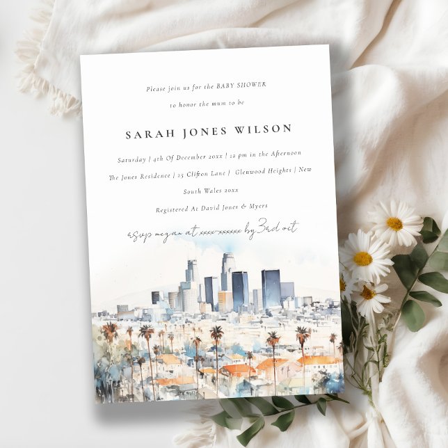 Convite Los Angeles, Chá de fraldas de Aquarela da Califór (Criador carregado)