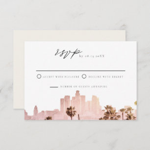 Convite LOS ANGELES Watercolor Skyline Weding RSVP