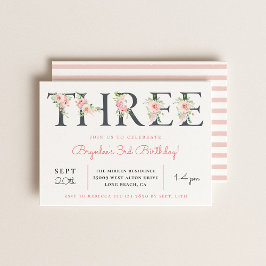 Convite Losse Floral TRÊS | ANIVERSÁRIO DE 3 ANOS