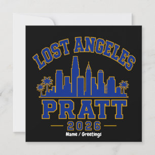 Convite Lost Angeles Pratt 2026 Silhueta Varsity Retro Azu