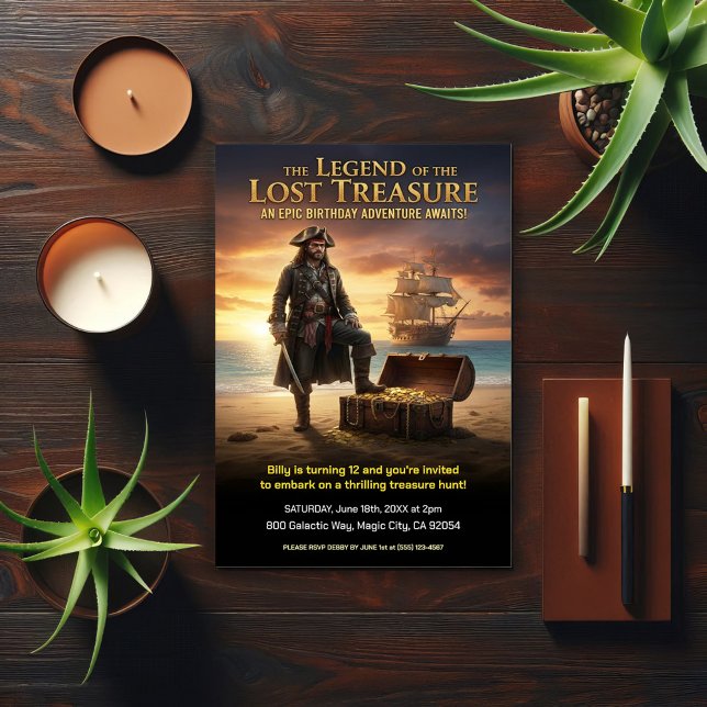 Convite Lost  Pirate Treasure Birthday Party (Criador carregado)