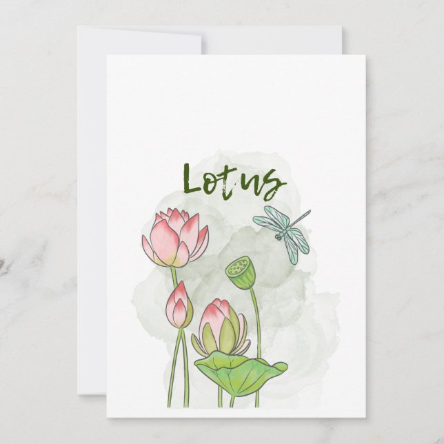 Convite Lotus Blooming pintado à mão (Frente)