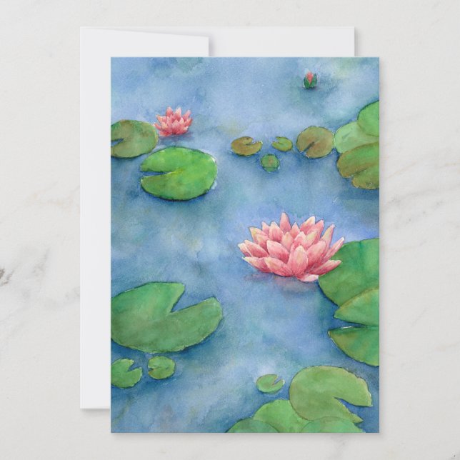 Convite Lotus flower watercolor (Frente)