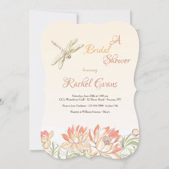 Convite Lotus Flowers e Dragonfly Invitation (Frente)