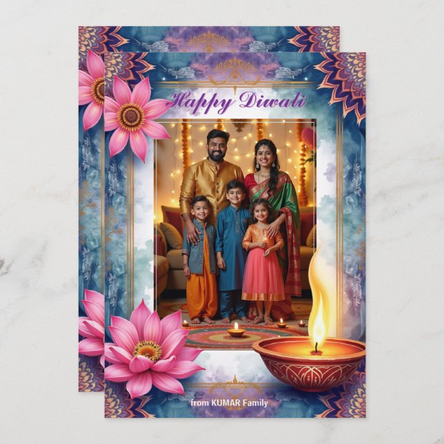 Convite Lotus Lounge Diwali Greeting Card (Frente/Verso)