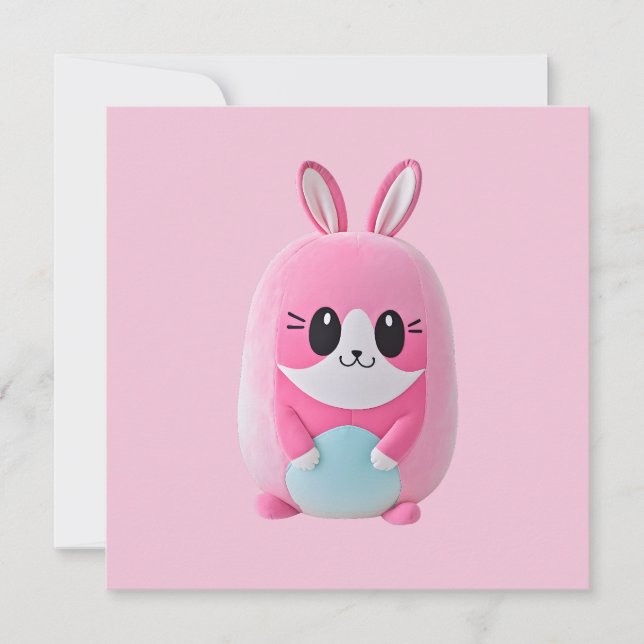 Convite "Lou Lou". Uma fofinho, criatura rosa (Frente)