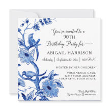 Louça Asiática Blue Chinoiserie Floral Festa de An