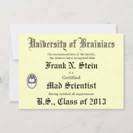 Convite louco da piada do diploma do cientista