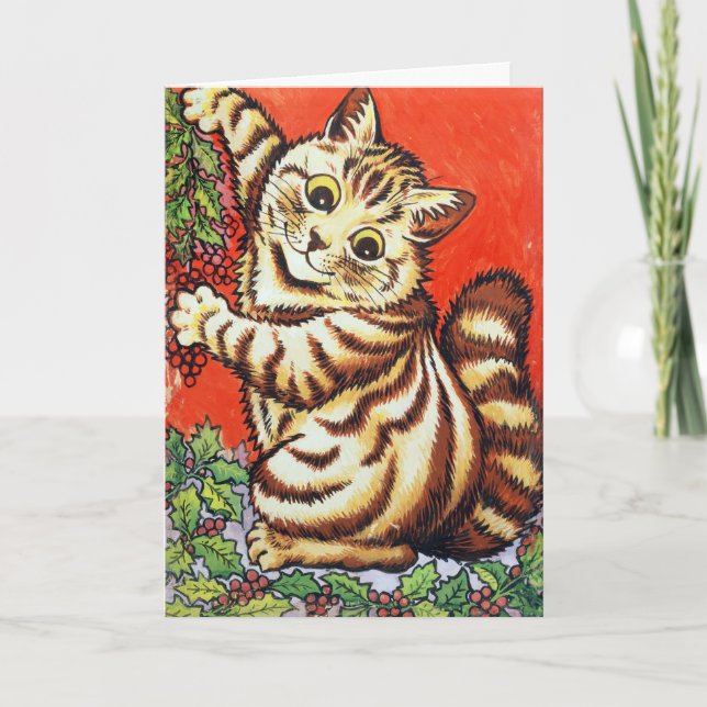 Convite Louis Wain Natal Gato Decoração Personalizada (Frente)