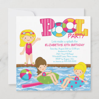 Convite louro da festa na piscina do aniversário