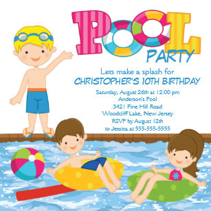 Convites Festa Na Piscina Das Criancas Zazzle Com Br